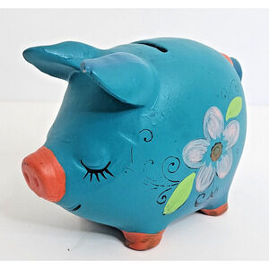 Vintage NAPCOWARE Ceramic Coin Piggy Bank w Flowers M-7139